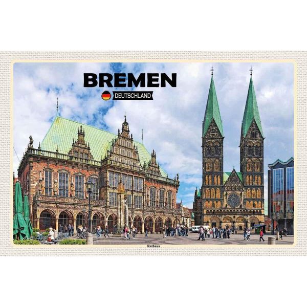 Vianmo Insegna In Legno 20X30 Cm Bremen Deutschland Rathaus-image