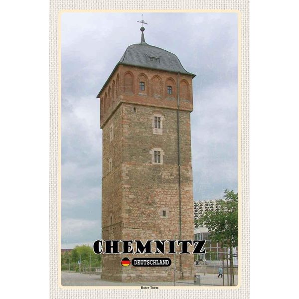 Vianmo Insegna In Legno 30X20 Cm Chemnitz Deutschland Roter Turm-image