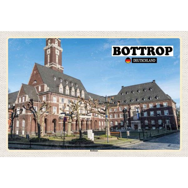 Vianmo Insegna In Legno 20X30 Cm Bottrop Rathaus Architektur-image