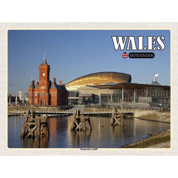 Vianmo Insegna In Legno 30X40 Cm Wales United Kingdom Hauptstadt Cardiff-image