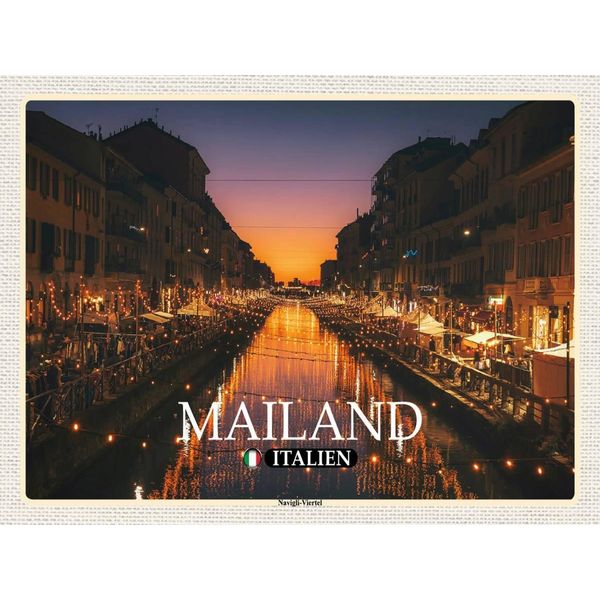 Vianmo Insegna In Legno 30X40 Cm Mailand Italien Navigli-Viertel-image