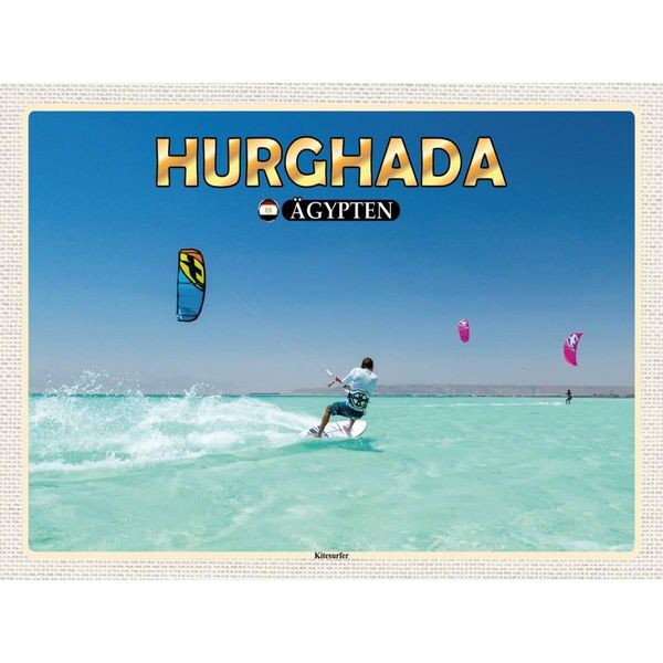 Vianmo Insegna In Legno 30X40 Cm Hurghada ÄGypten Kitesurfer Urlaub-image