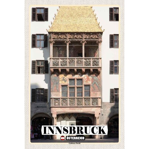Vianmo Insegna In Legno 30X20 Cm Innsbruck ÖSterreich Goldenes Dachl-image