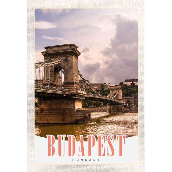 Vianmo Insegna In Legno 30X20 Cm Budapest Ungarn BrüCke Fluss Stadt-image