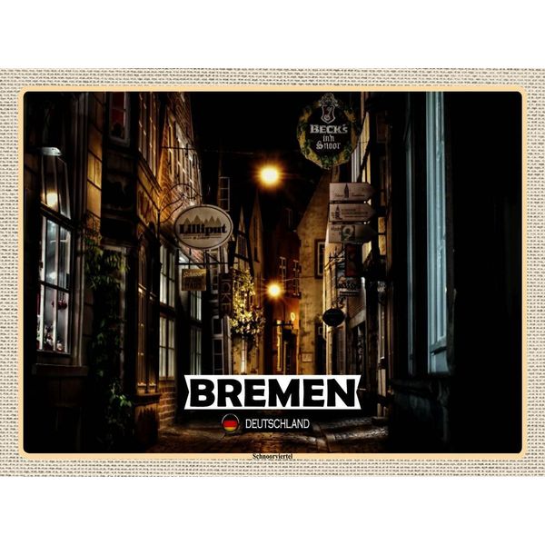 Vianmo Insegna In Legno 30X40 Cm Bremen Deutschland Schnoorviertel-image
