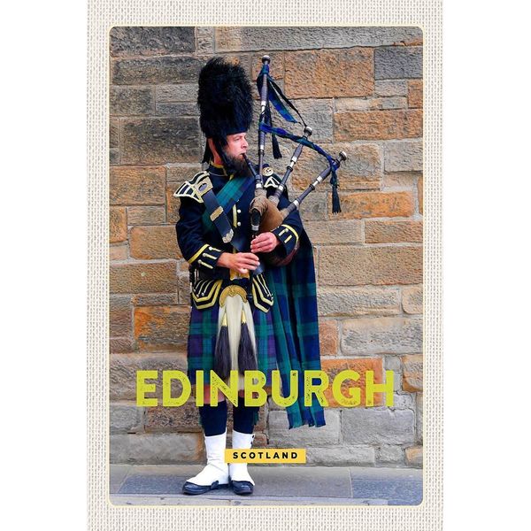 Vianmo Insegna In Legno 18X12 Cm Edinburgh Scotland Dudelsack Mann-image