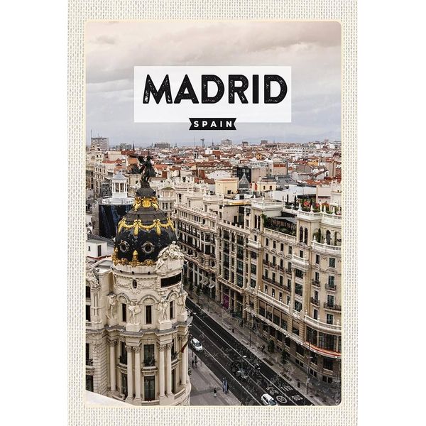 Vianmo Insegna In Legno 18X12 Cm Reise Madrid Spanien Reiseziel Architektur-image