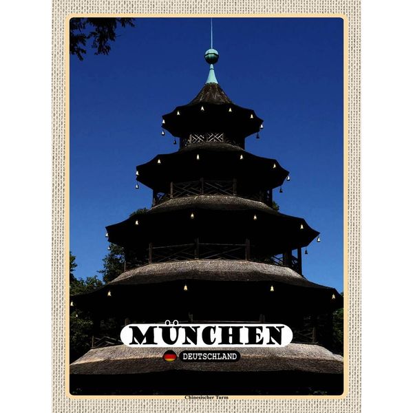 Vianmo Insegna In Legno 40X30 Cm MüNchen Chinesischer Turm Baukunst-image