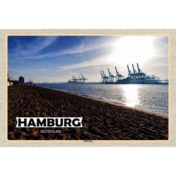 Vianmo Insegna In Legno 20X30 Cm Hambrg Elbstrand Hafen Fluss-image