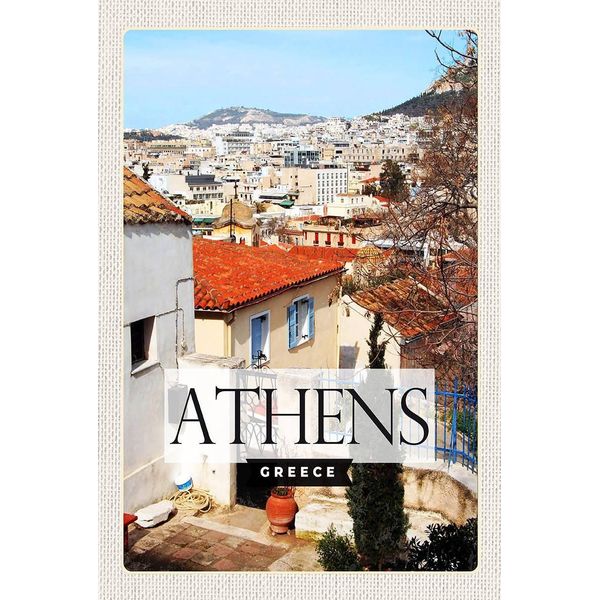 Vianmo Insegna In Legno 18X12 Cm Athens Greece Stadt Reiseziel-image
