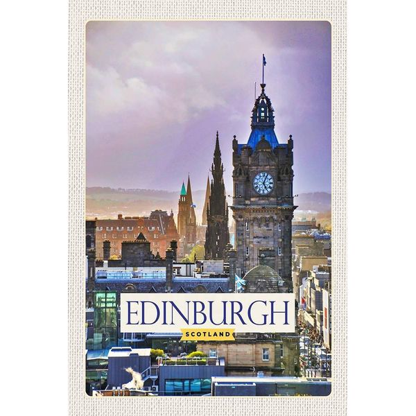Vianmo Insegna In Legno 18X12 Cm Edinburgh Scotland Uhrturm-image