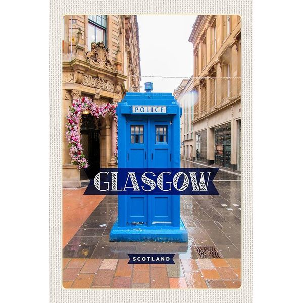 Vianmo Insegna In Legno 18X12 Cm Glasgow Scotland Hafenstadt Police-image