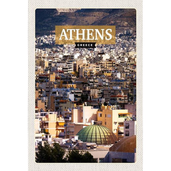 Vianmo Insegna In Legno 18X12 Cm Athens Greece Blick Auf Die Stadt-image