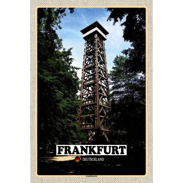 Vianmo Insegna In Legno 30X20 Cm Frankfurt Deutschland Goetheturm-image