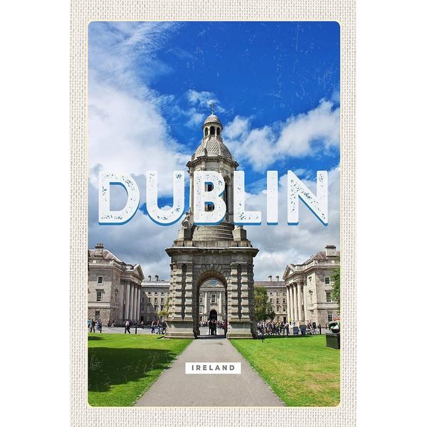 Vianmo Insegna In Legno 18X12 Cm Retro Dublin Ireland Reiseziel Stadt-image