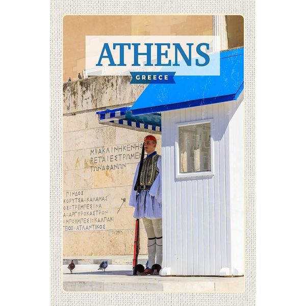 Vianmo Insegna In Legno 18X12 Cm Athens Greece Evzone Wache-image