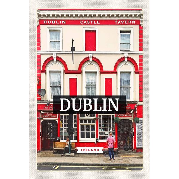Vianmo Insegna In Legno 18X12 Cm Dublin Ireland Castle Tavern Reiseziel-image
