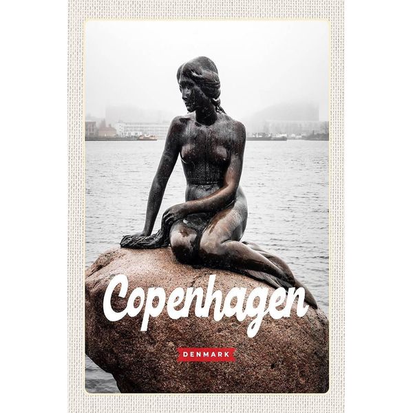 Vianmo Insegna In Legno 18X12 Cm Copenhagen Denmark Meerjungfrau-image