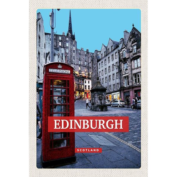 Vianmo Insegna In Legno 18X12 Cm Edinburgh Scotland Telephone Rot-image