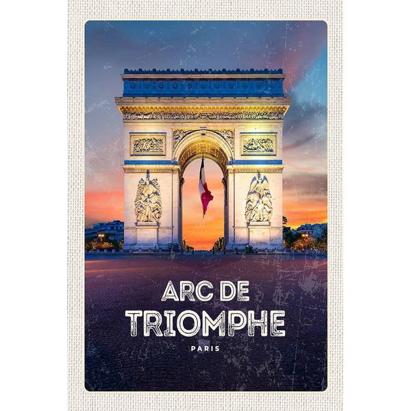 Vianmo Insegna In Legno 18X12 Cm Arc De Triomphe Paris Denkmal Geschenk-image