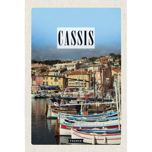 Vianmo Insegna In Legno 18X12 Cm Cassis France Altstadt Meer-image