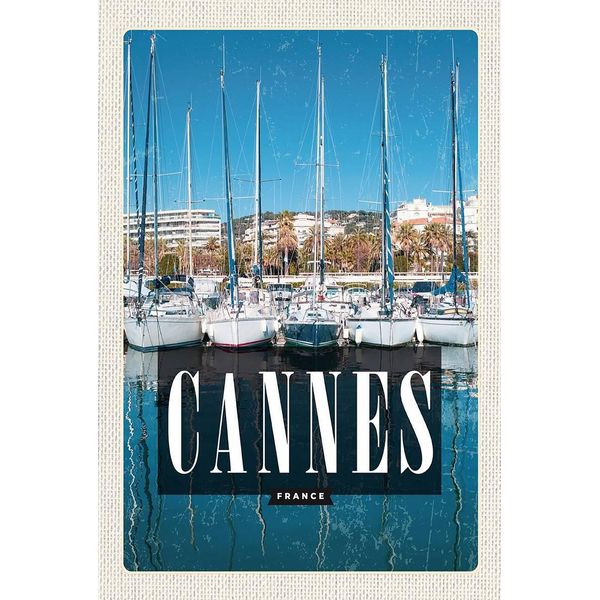 Vianmo Insegna In Legno 18X12 Cm Retro Cannes France Meerjacht-image