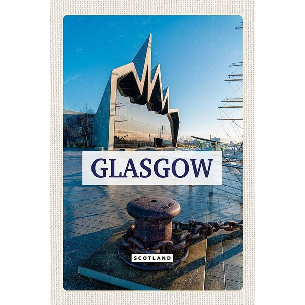 Vianmo Insegna In Legno 18X12 Cm Glasgow Scotland Hafenstadt-image