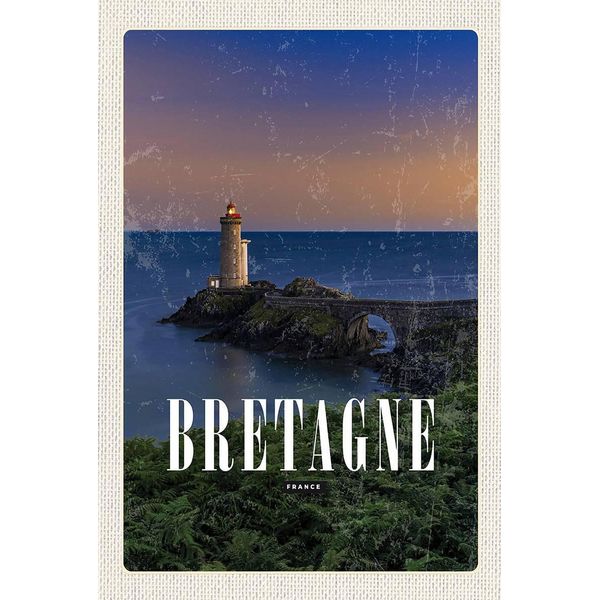 Vianmo Insegna In Legno 18X12 Cm Retro Bretagne France Leuchtturm-image