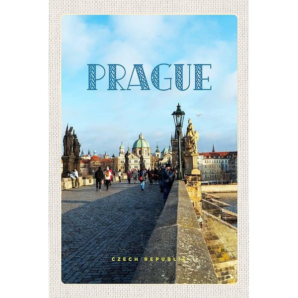 Vianmo Insegna In Legno 18X12 Cm Prague Tschechien Altstadt BrüCke-image