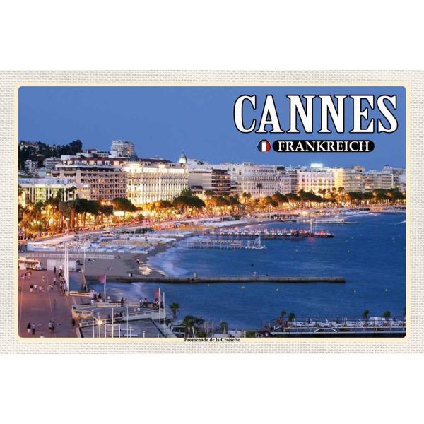 Vianmo Insegna In Legno 20X30 Cm Cannes Frankreich Promenade La Croisette-image