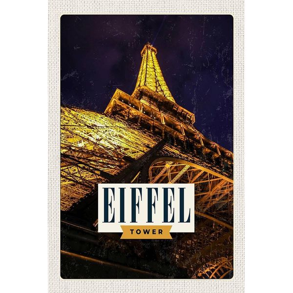 Vianmo Insegna In Legno 18X12 Cm Retro Eiffel Tower Eiffelturm Paris-image