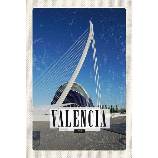 Vianmo Insegna In Legno 18X12 Cm Valencia Spanien Hafenstadt Reiseziel-image