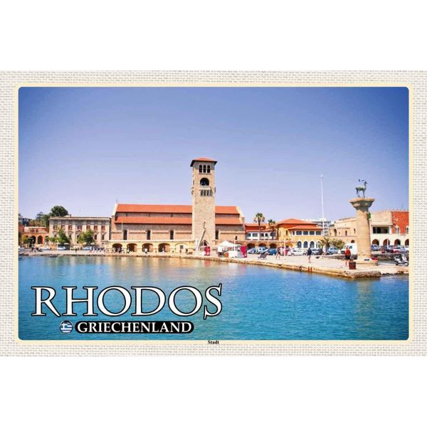Vianmo Insegna In Legno 20X30 Cm Rhodos Griechenland Stadt Meer-image