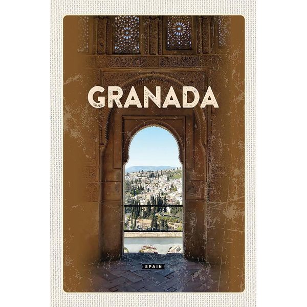 Vianmo Insegna In Legno 18X12 Cm Retro Granada Spain Architektur-image