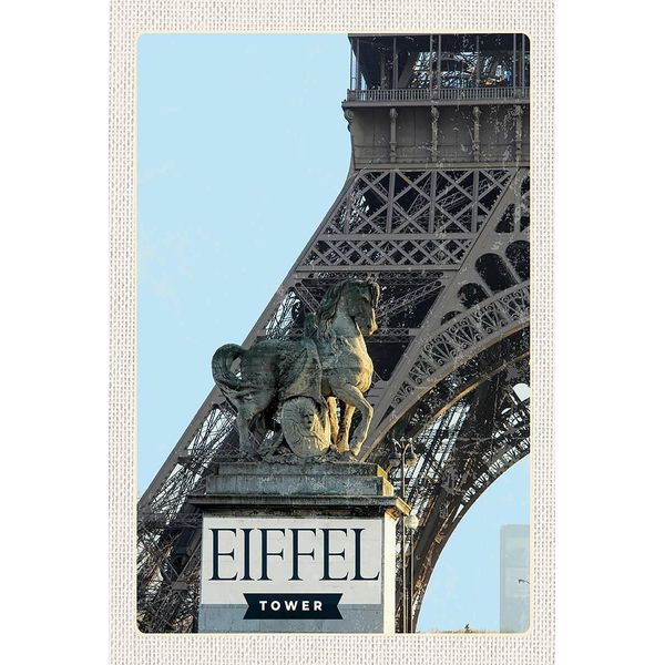 Vianmo Insegna In Legno 18X12 Cm Eiffel Tower Paris Reiseziel Tourismus-image