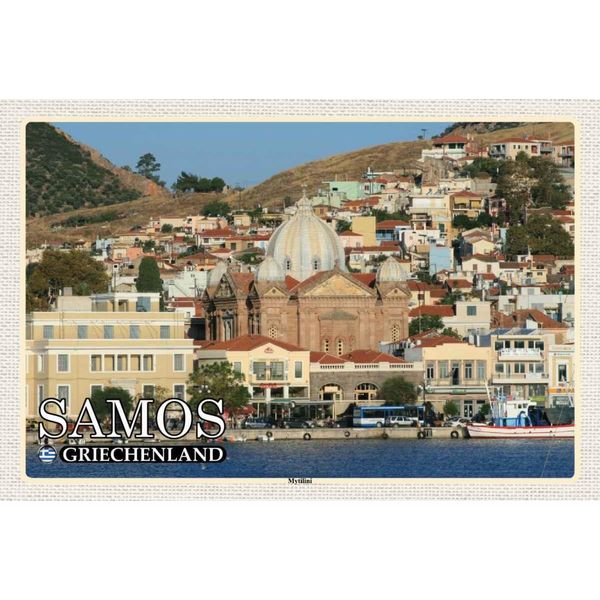 Vianmo Insegna In Legno 20X30 Cm Samos Griechenland Mytilini Stadt Meer-image