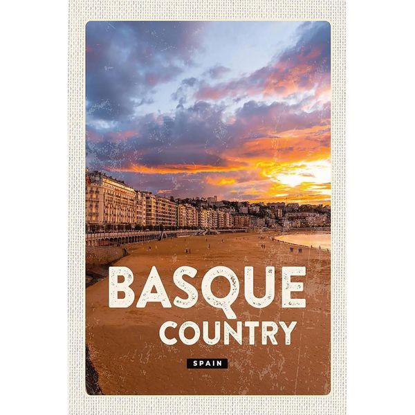Vianmo Insegna In Legno 18X12 Cm Basque Country Spain Sonnenuntergang-image