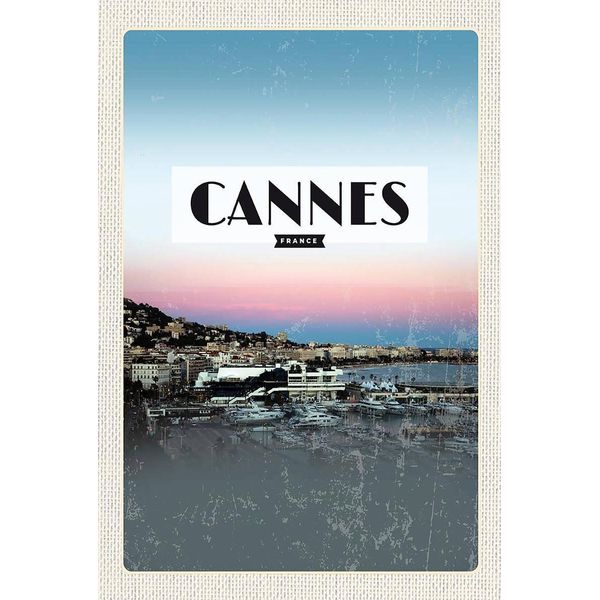 Vianmo Insegna In Legno 18X12 Cm Cannes France Panorama Bild-image