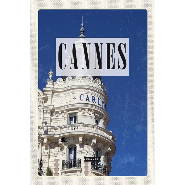 Vianmo Insegna In Legno 18X12 Cm Cannes France Carlton Hotel Geschenk-image