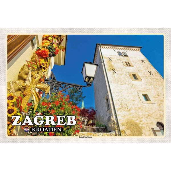 Vianmo Insegna In Legno 20X30 Cm Zagreb Kroatien Lotrscak Turm Wachturm-image