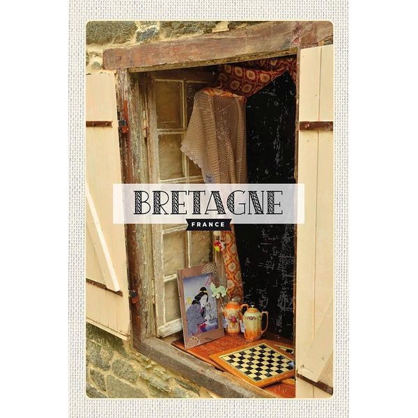 Vianmo Insegna In Legno 18X12 Cm Bretagne France Retro Kunst Reiseziel-image