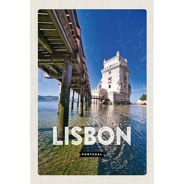 Vianmo Insegna In Legno 18X12 Cm Lisbon Portugal Meer Reiseziel-image