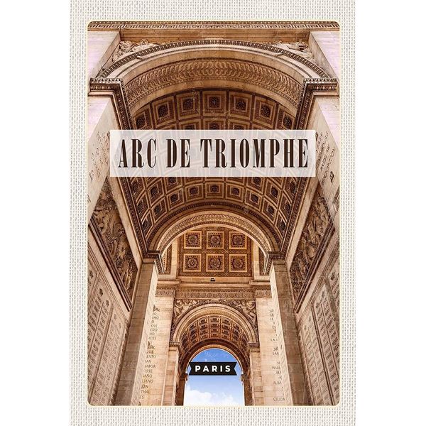 Vianmo Insegna In Legno 18X12 Cm Arc De Triomphe Paris Reiseziel-image