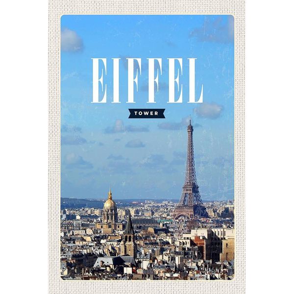Vianmo Insegna In Legno 18X12 Cm Eiffel Tower Panorama Bild Reiseziel-image
