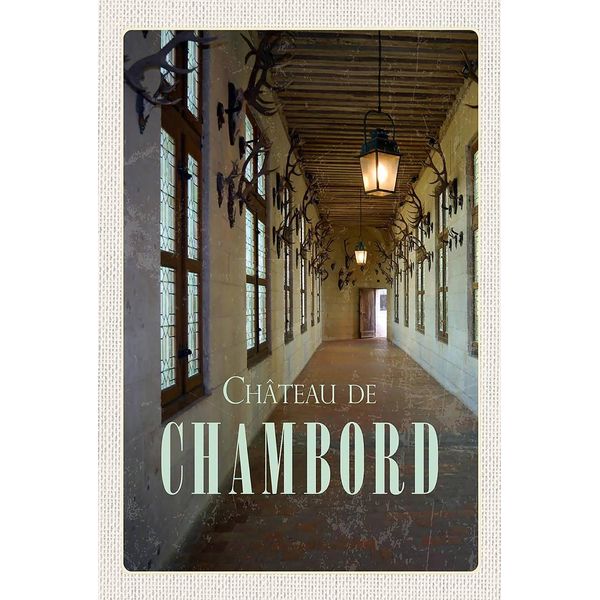 Vianmo Insegna In Legno 18X12 Cm Chateau De Chambord Schloss Geschenk-image