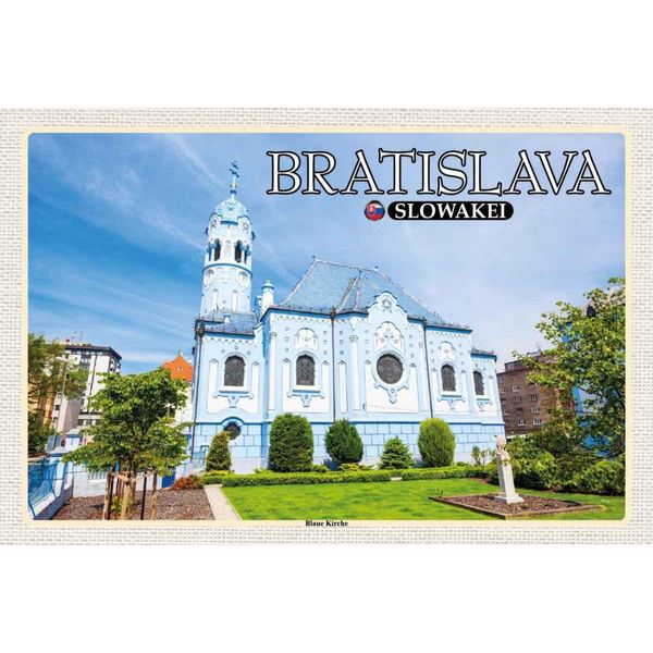Vianmo Insegna In Legno 20X30 Cm Bratislava Slowakei Blaue Kirche-image