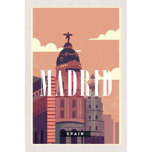 Vianmo Insegna In Legno 18X12 Cm Madrid Spain Retro Vintage Reiseziel-image