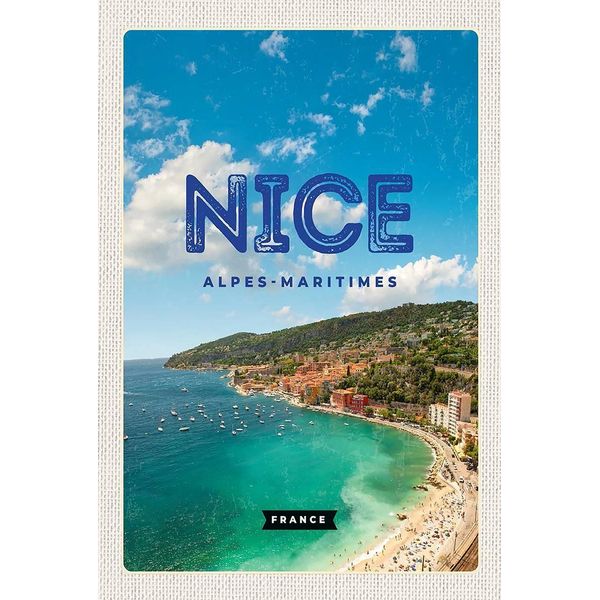 Vianmo Insegna In Legno 18X12 Cm Nice Alpes-Maritimes Panorama Bild-image