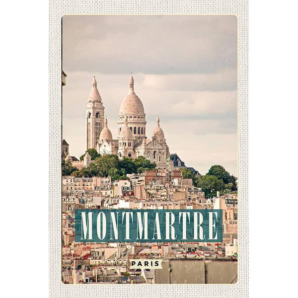 Vianmo Insegna In Legno 18X12 Cm Montamartre Paris Panorama Poster-image