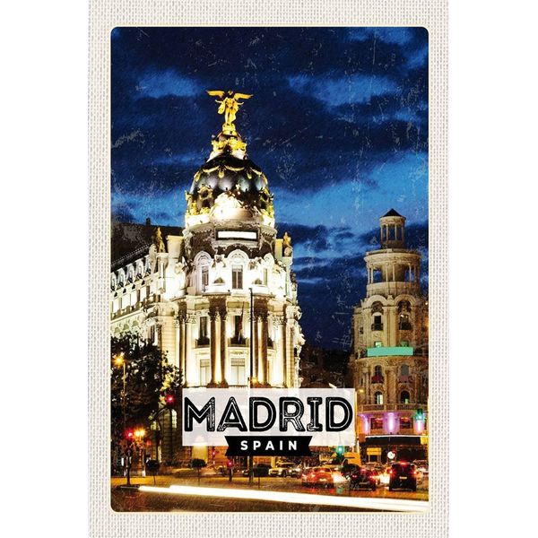 Vianmo Insegna In Legno 18X12 Cm Madrid Spain Retro Nacht Poster-image